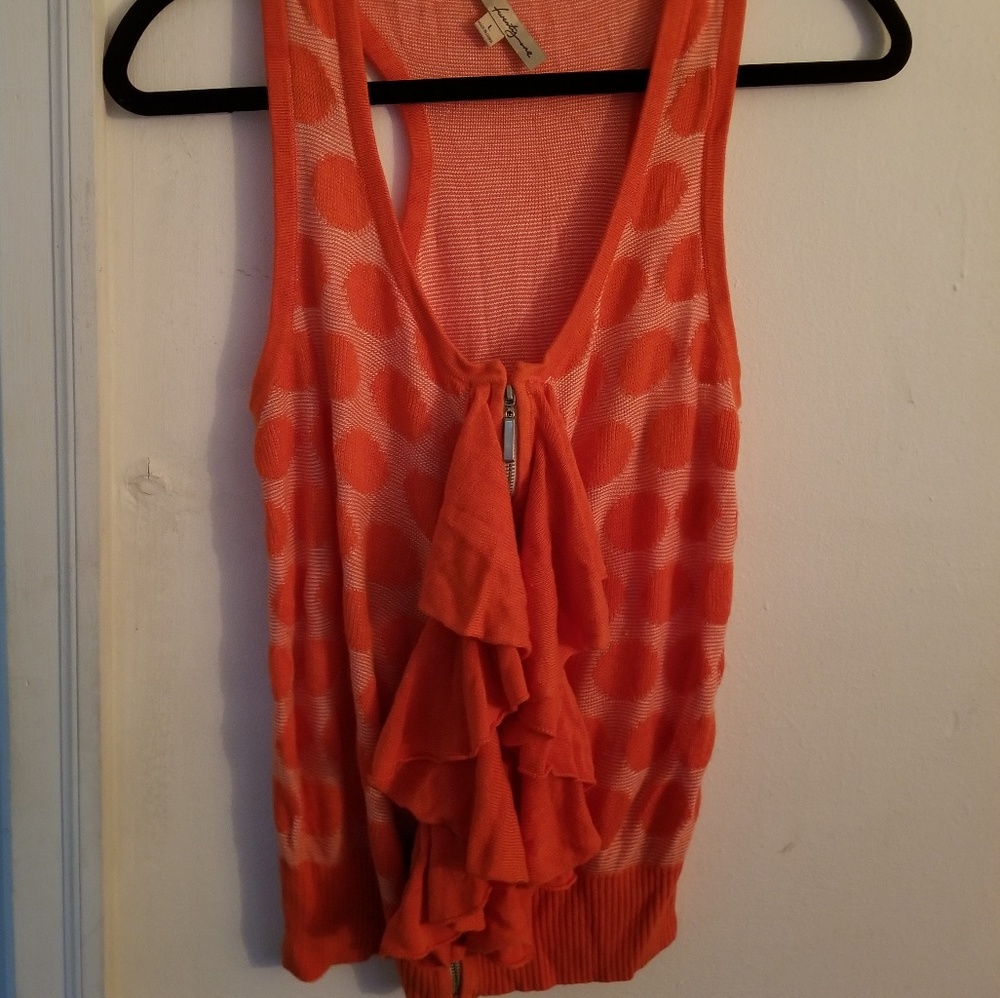 Forever 21 Ruffled Knit Vest with Zipper Sz L